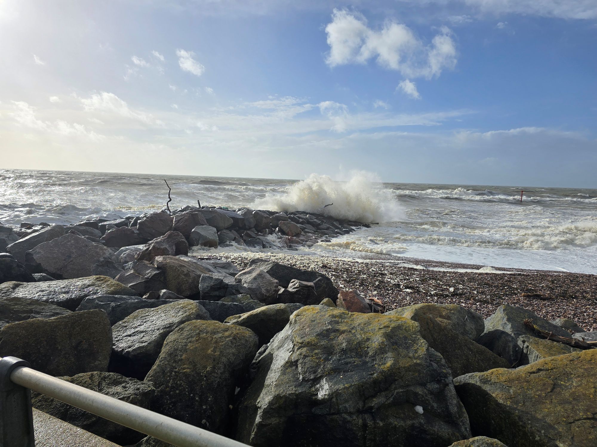 Waves breaking on the rocks at Bridport — the kind of view that makes getting out of bed worthwhile